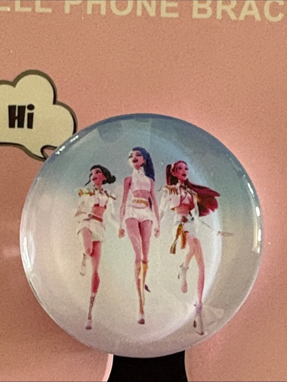 Pink Pop Socket Cell Phone with Character Artwork K-POP
